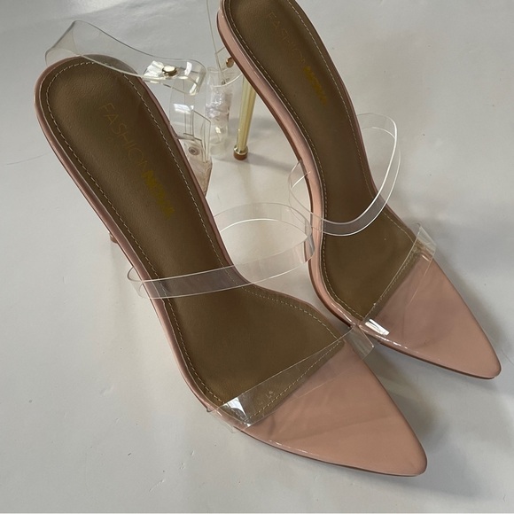 Clear Strap Pointed Open Toe High Heels - Picture 6 of 11